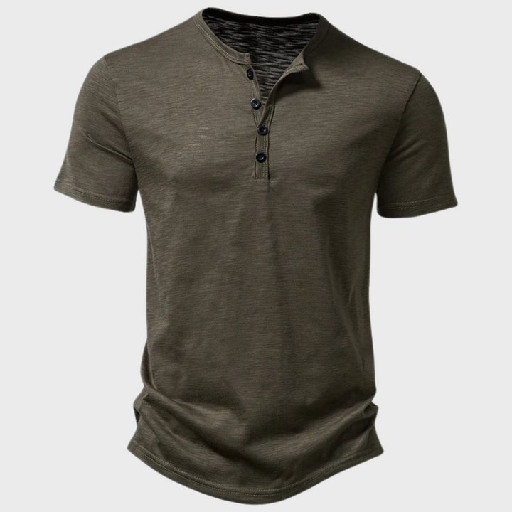 Casual męska koszulka z kołnierzykiem Henley - Cody-Zielony-S-Trend Polska