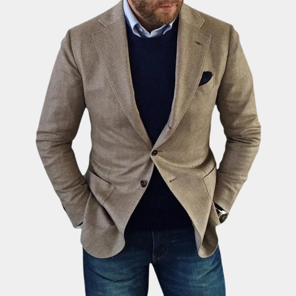 Casual Męska Kurtka z Guzikami - Mason-Brązowy-S-Trend Polska