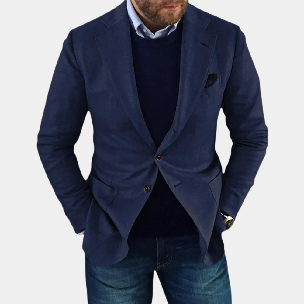 Casual Męska Kurtka z Guzikami - Mason-ciemnoniebieski-S-Trend Polska