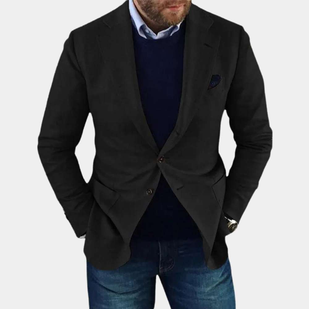 Casual Męska Kurtka z Guzikami - Mason-Czarny-S-Trend Polska
