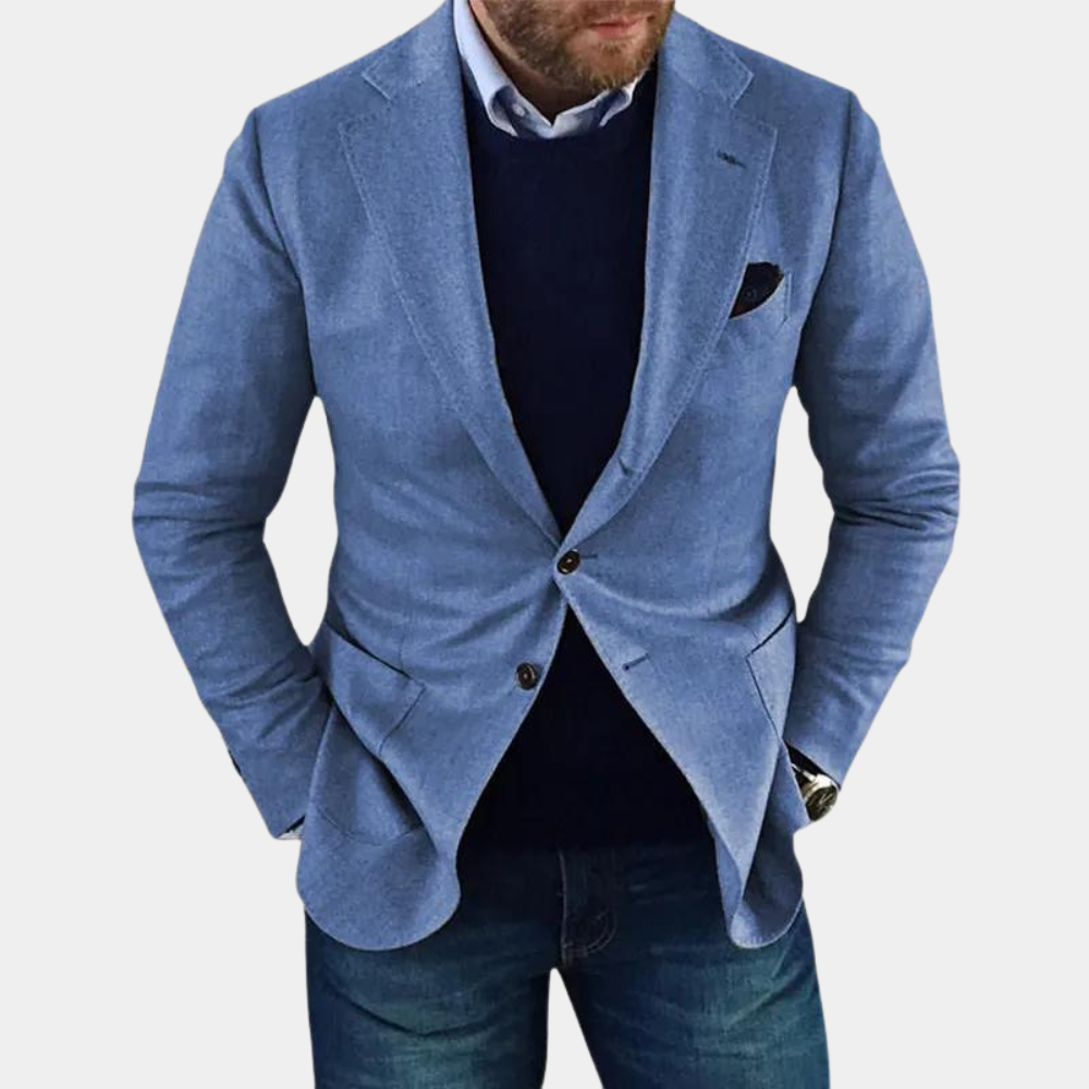 Casual Męska Kurtka z Guzikami - Mason-Niebieski-S-Trend Polska