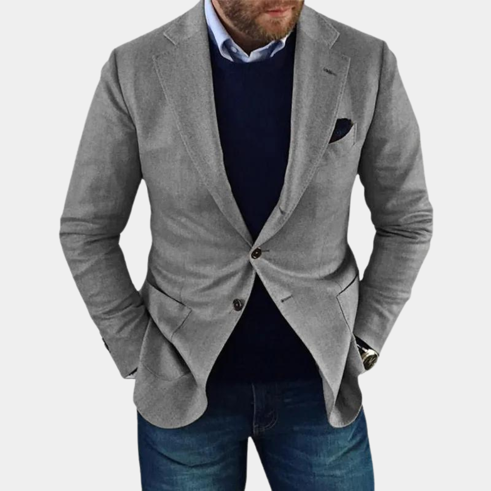 Casual Męska Kurtka z Guzikami - Mason-Szary-S-Trend Polska