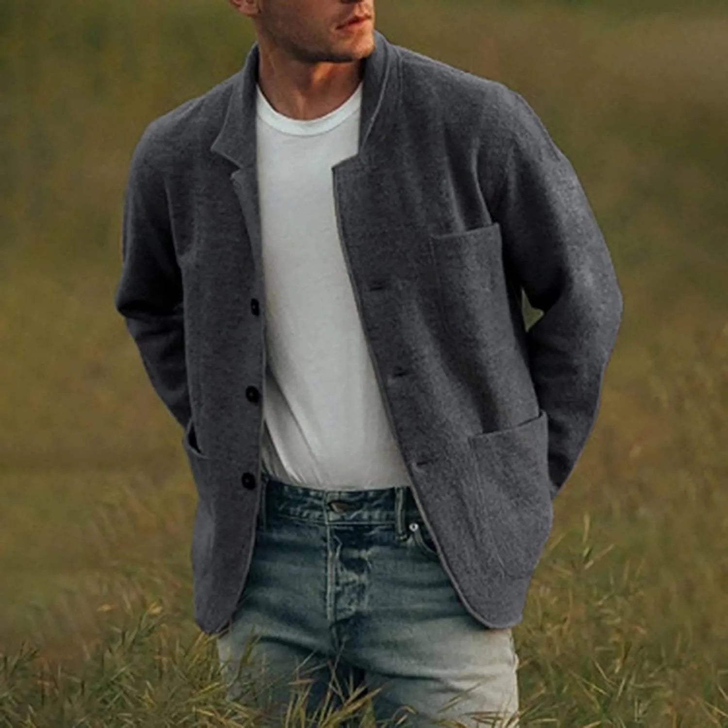 Casual męska marynarka - Dante-Ciemnoszary-S-Trend Polska
