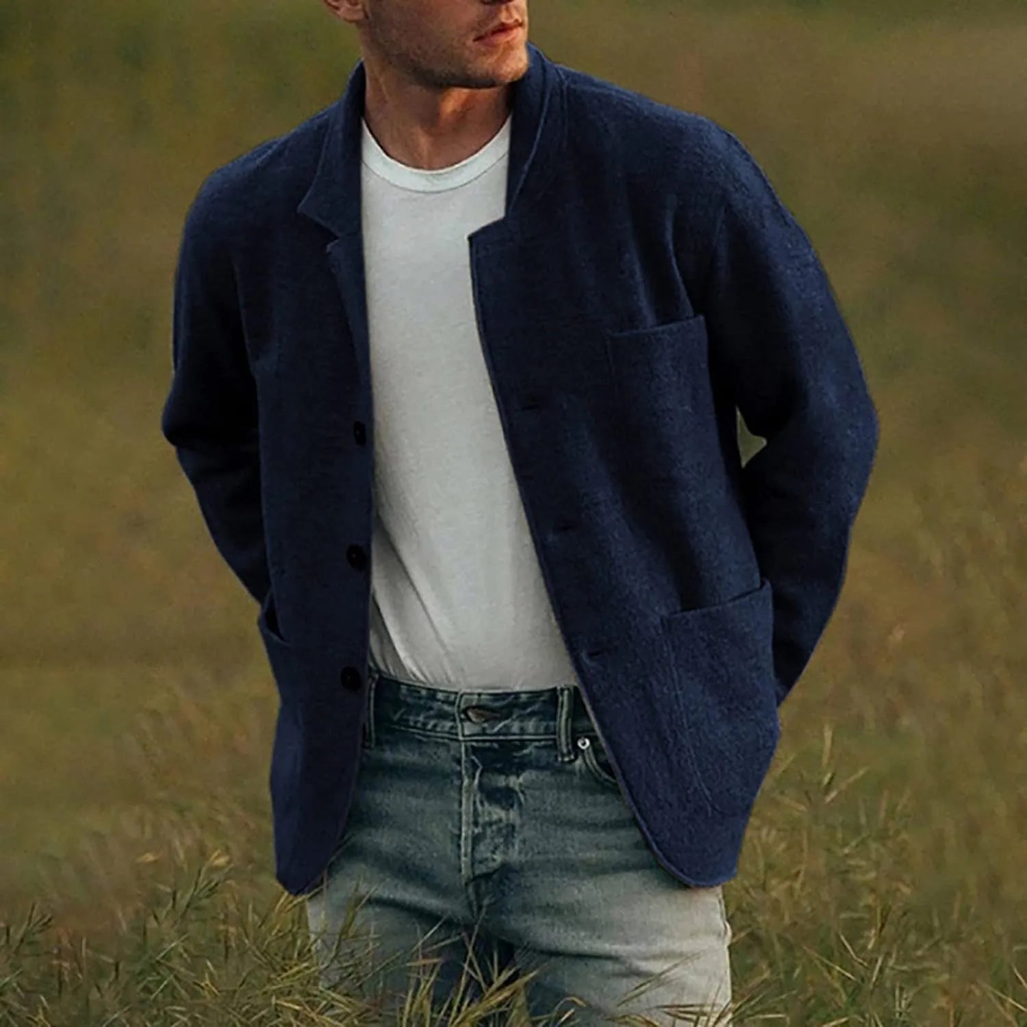 Casual męska marynarka - Dante-Niebieski-S-Trend Polska