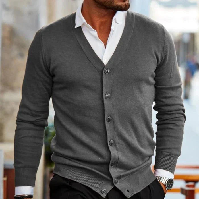 Casual Męski Kardigan - Elias-Szary-S-Trend Polska