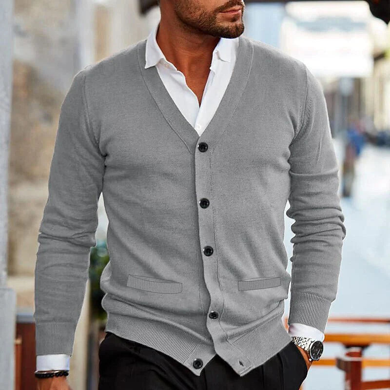 Casual Męski Kardigan - Elias-Bordeaux czerwień-S-Trend Polska