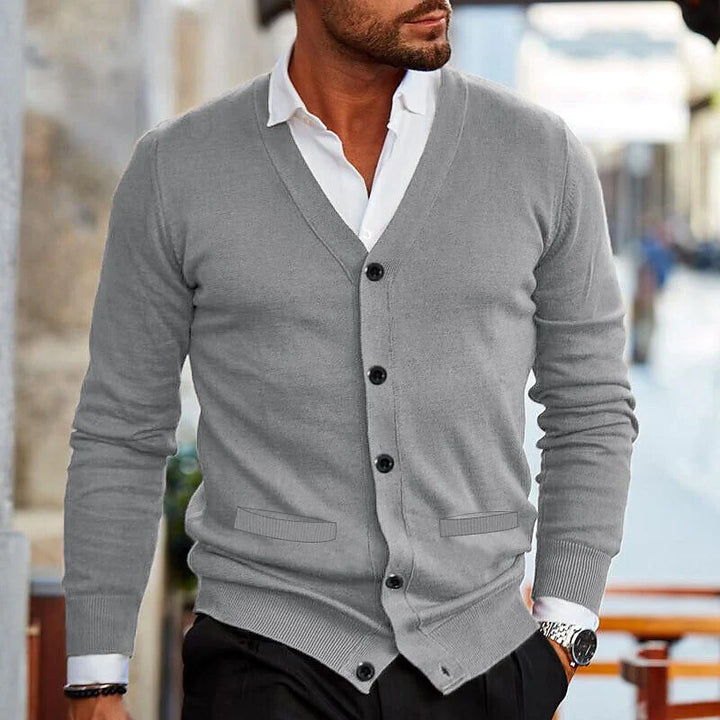 Casual Męski Kardigan - Elias-Bordeaux czerwień-S-Trend Polska