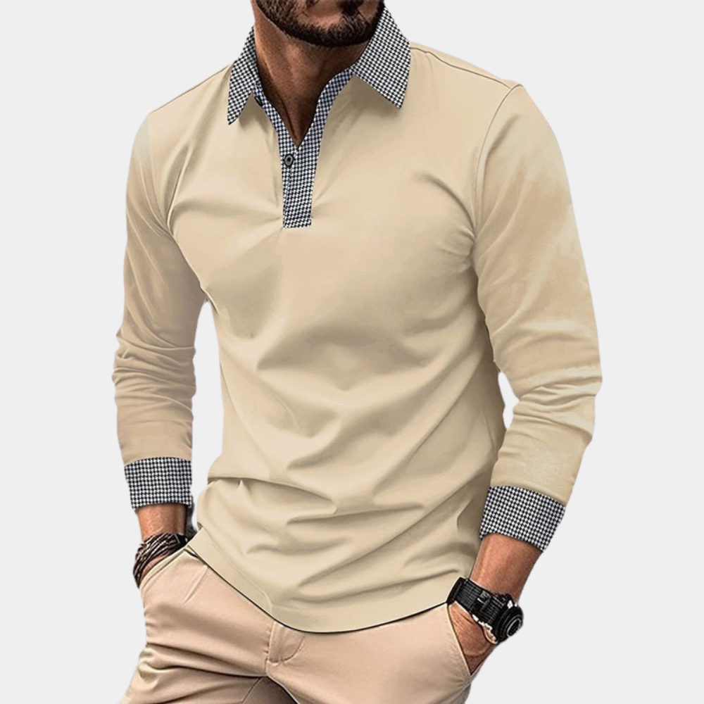 Casual męski polo z długimi rękawami - Finn-Morela-M-Trend Polska