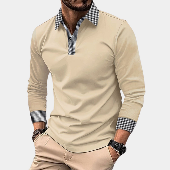 Casual męski polo z długimi rękawami - Finn-Morela-M-Trend Polska