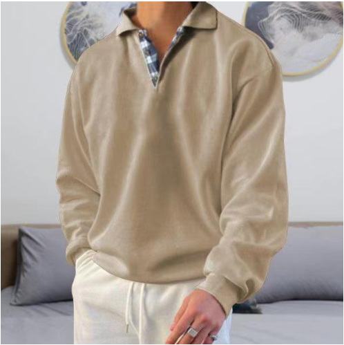 Casual Męski Sweter - Victor-Brązowy-S-Trend Polska