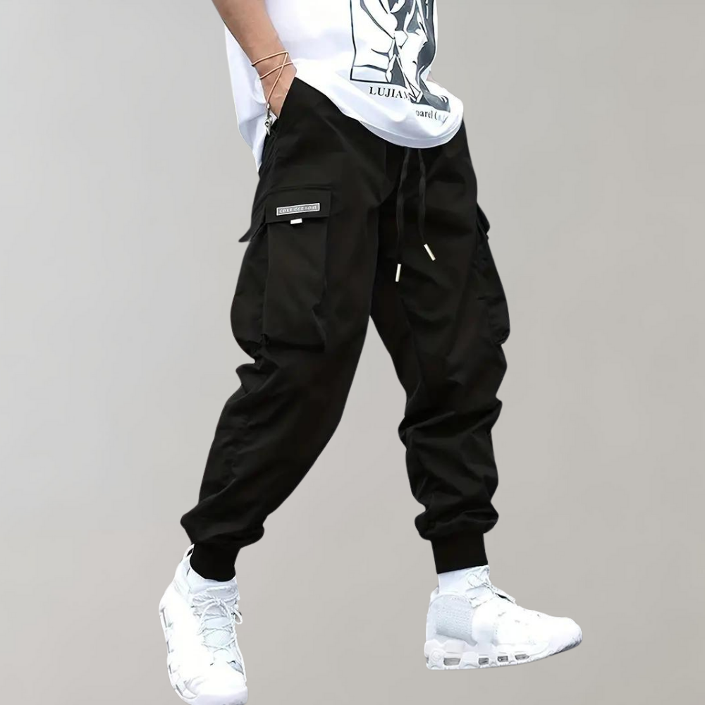 Casual Męskie Spodnie Cargo - Mason-Czarny-S-Trend Polska