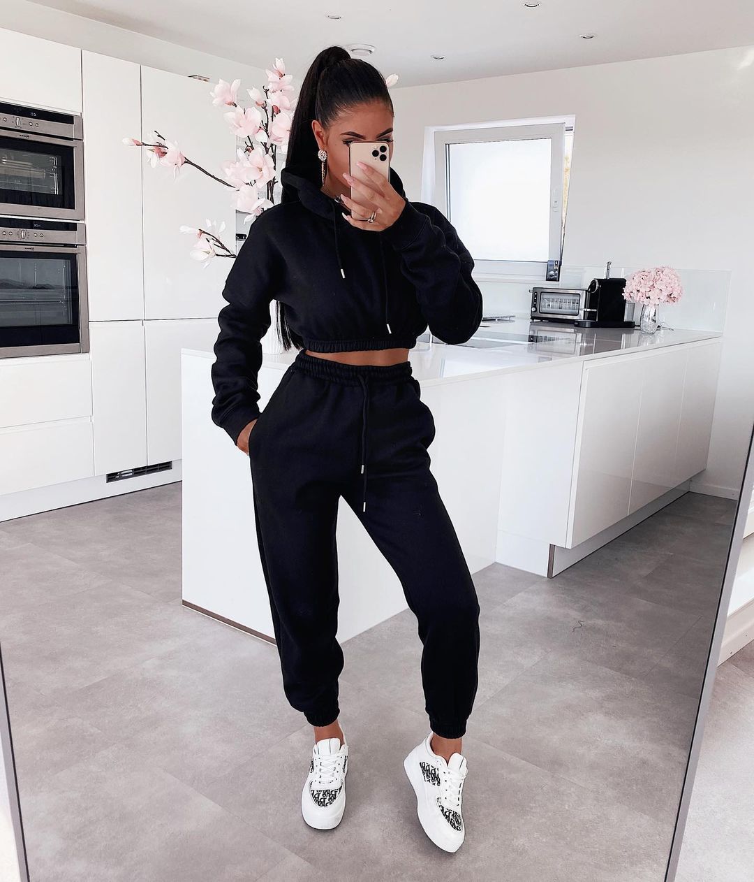 Casual Miękki Zestaw dresowy - Ella-Czarny-S-Trend Polska