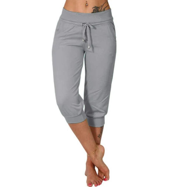 Casual Spodnie Capri - Luna-Szary-S-Trend Polska