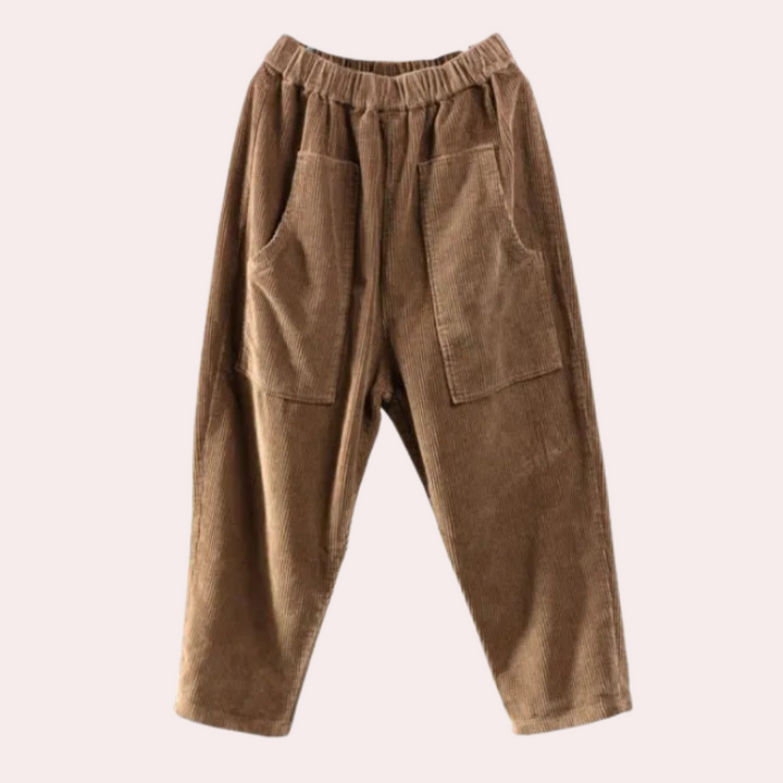 Casual Spodnie z Ribflanelu dla Damskiej - Marlowe-Czerwony-XS-Trend Polska