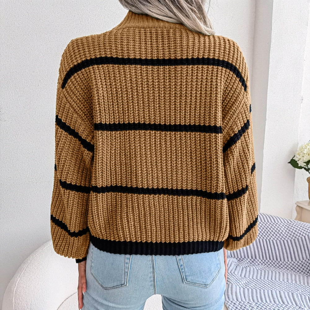 Casual Żebrowy Golf - Elara-Zielony wojskowy-S-Trend Polska