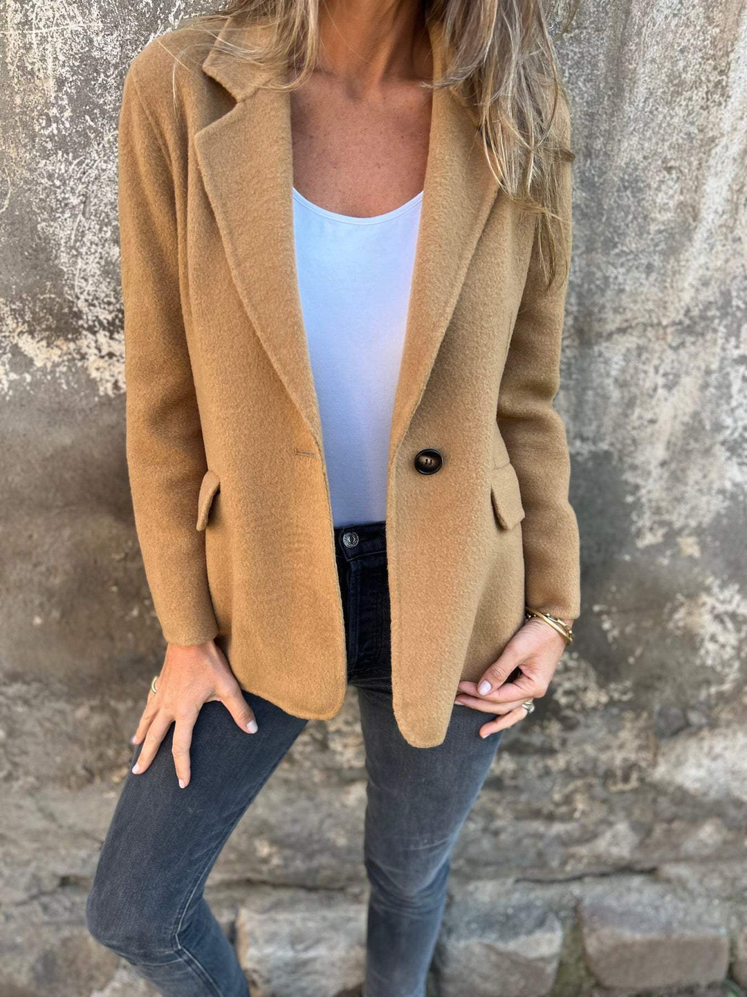 Casual Żeński Żakiet - Elisa-Brązowy-S-Trend Polska