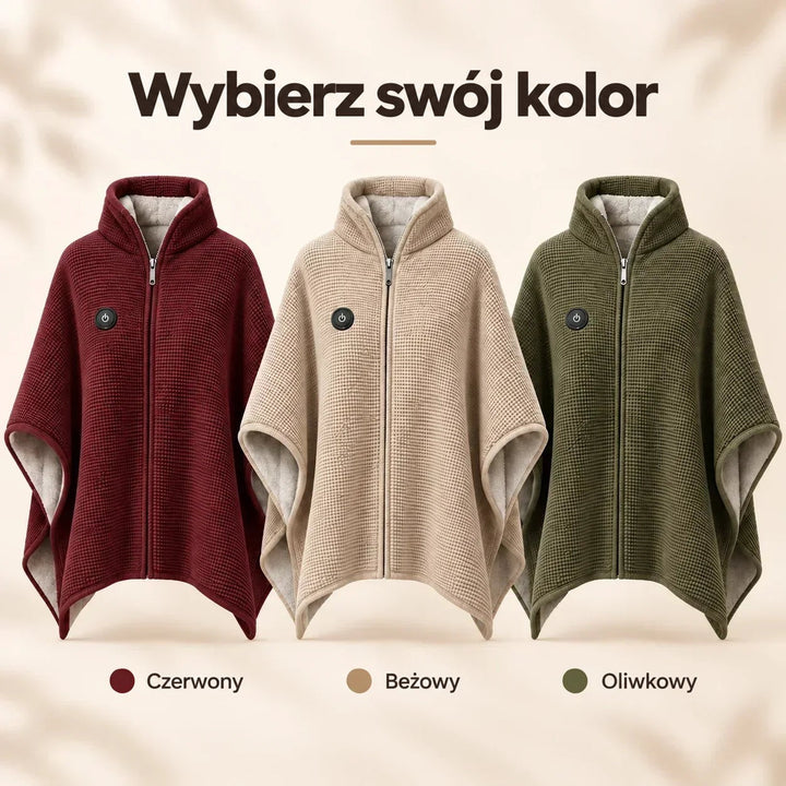 Trzy narzuty z suwakiem obok siebie w kolorach czerwonym, beżowym i oliwkowozielonym 3
