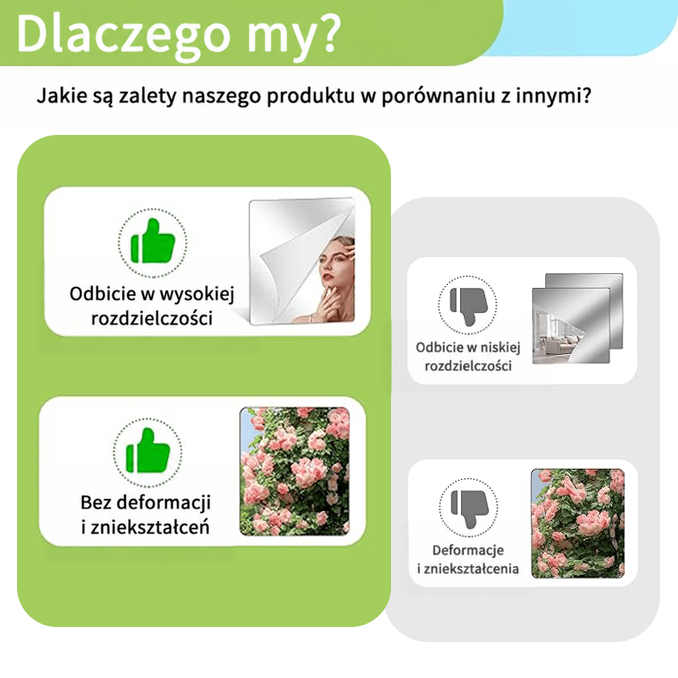 Porównanie jakości: wyraźne, niezniekształcone odbicie tej folii kontra rozmyte i zdeformowane odbicie gorszych produktów 10