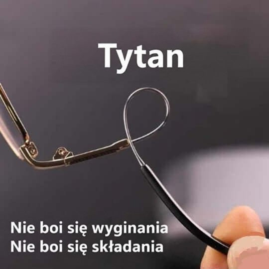 Dłoń zgina cienką zauszniczkę okularów w pętlę, pokazując jej elastyczność i odporność na wyginanie 7