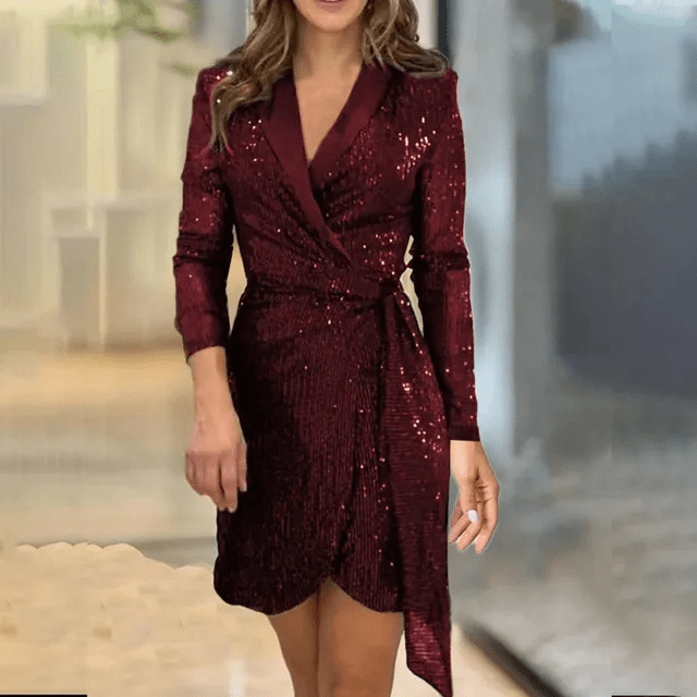 Chic blazerowa sukienka dla nowoczesnej kobiety - Élise-Czerwony-S-Trend Polska