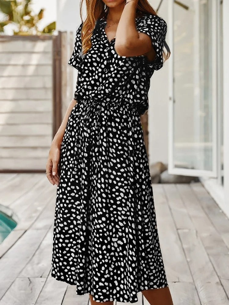 Chic Wygodna Sukienka - Sophia-Czarny-S-Trend Polska