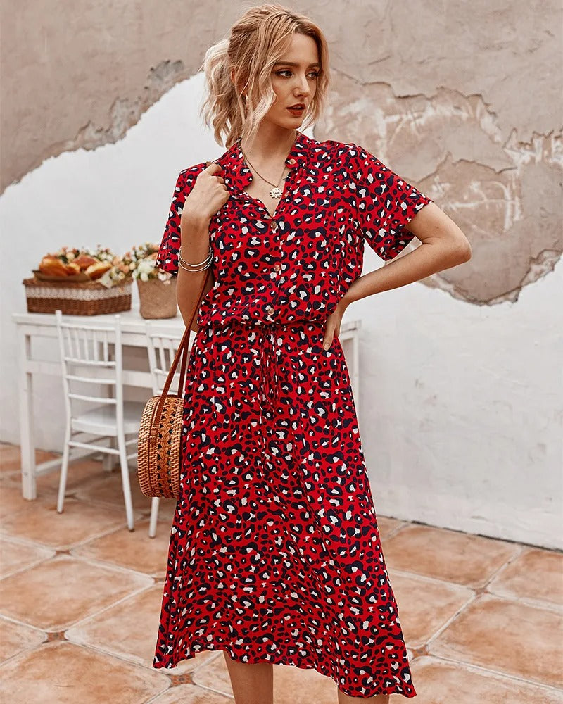 Chic Wygodna Sukienka - Sophia-Czerwony-S-Trend Polska