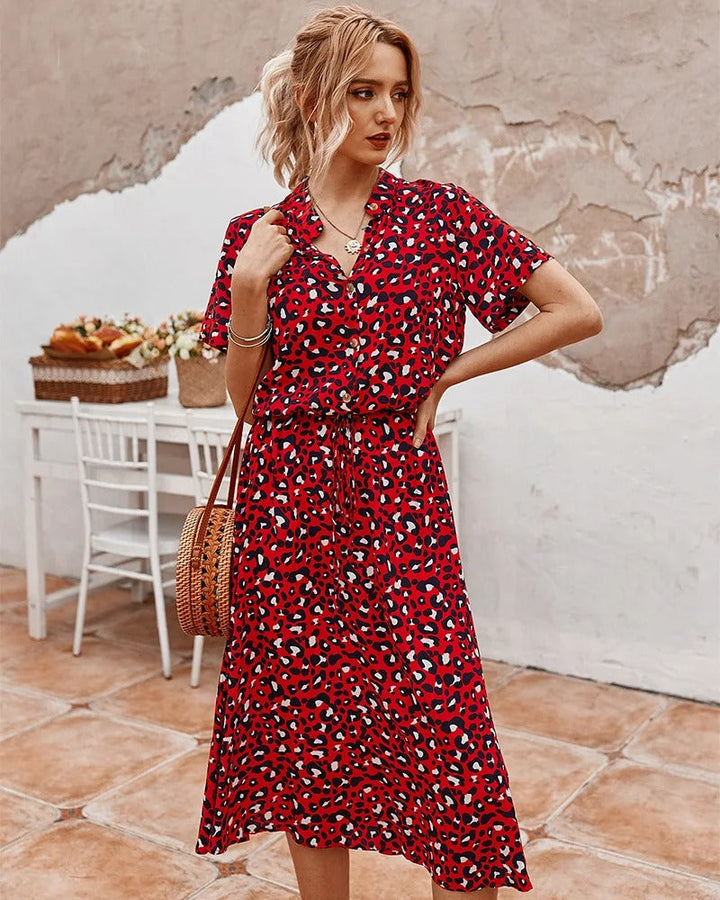 Chic Wygodna Sukienka - Sophia-Czerwony-S-Trend Polska