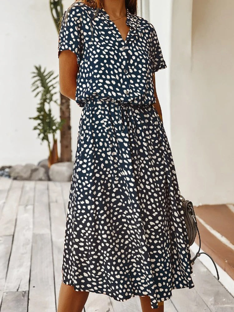 Chic Wygodna Sukienka - Sophia-Marineblauw-S-Trend Polska