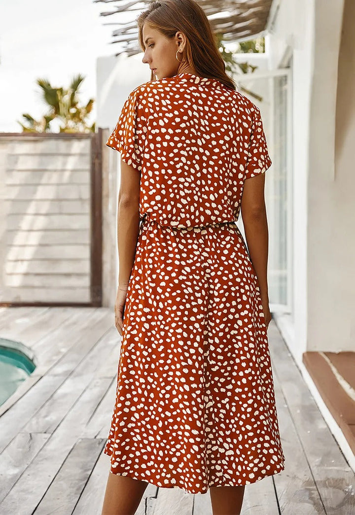 Chic Wygodna Sukienka - Sophia-Beżowy-S-Trend Polska