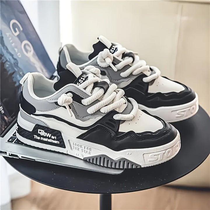 Chunky męskie sneakersy streetwear z profilowaną podeszwą i komfortową wyściółką - Kair-Czarny-38.5-Trend Polska