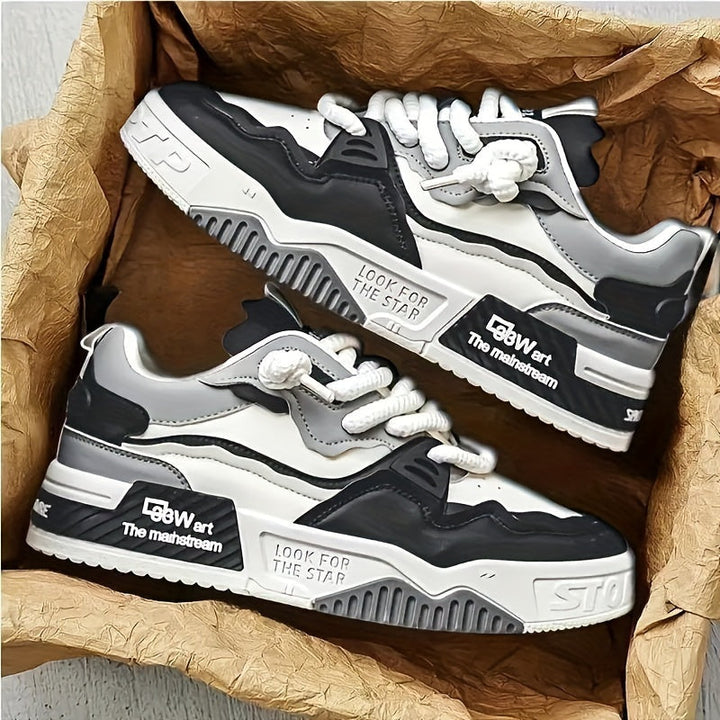 Chunky męskie sneakersy streetwear z profilowaną podeszwą i komfortową wyściółką - Kair-Beżowy-38.5-Trend Polska