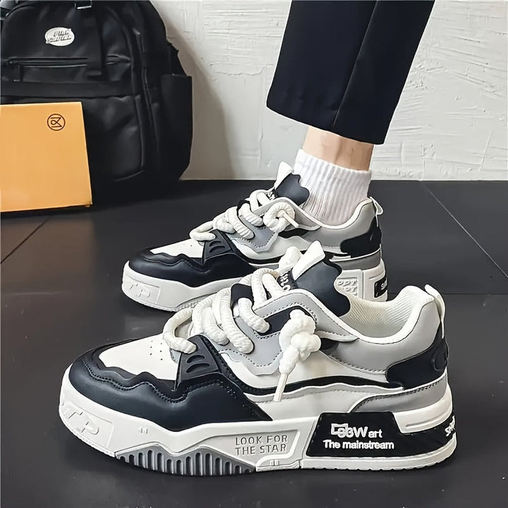 Chunky męskie sneakersy streetwear z profilowaną podeszwą i komfortową wyściółką - Kair-Beżowy-38.5-Trend Polska
