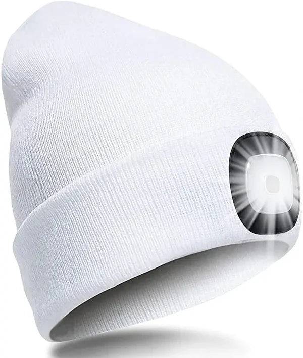 Ciepła czapka LED Beanie z Oświetleniem - Robin-Biały-Trend Polska