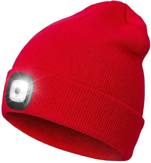 Ciepła czapka LED Beanie z Oświetleniem - Robin-Czerwony-Trend Polska