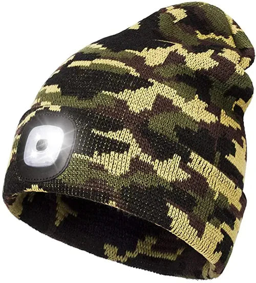 Ciepła czapka LED Beanie z Oświetleniem - Robin-Zielony wojskowy-Trend Polska