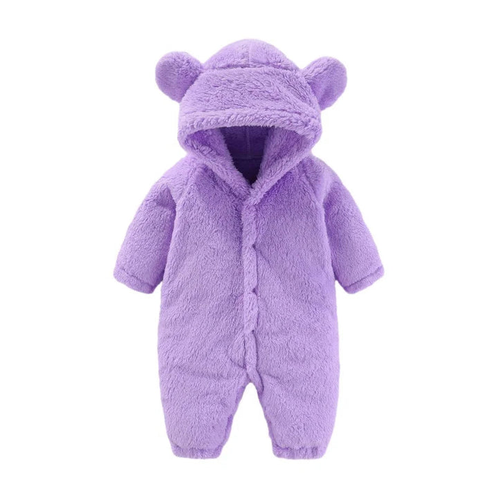 Ciepła pajacyk dla niemowląt i małych dzieci – CuddleCub-Fioletowy-0-3 miesiące (59cm)-Trend Polska