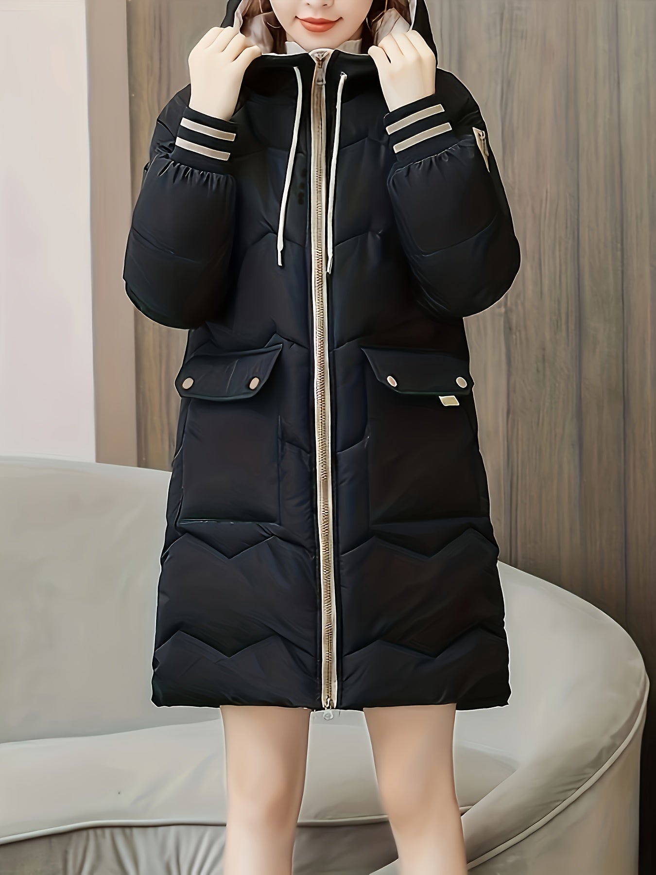 Ciepła pikowana hoodie z zamkiem - Valencia-Czerwony-S-Trend Polska