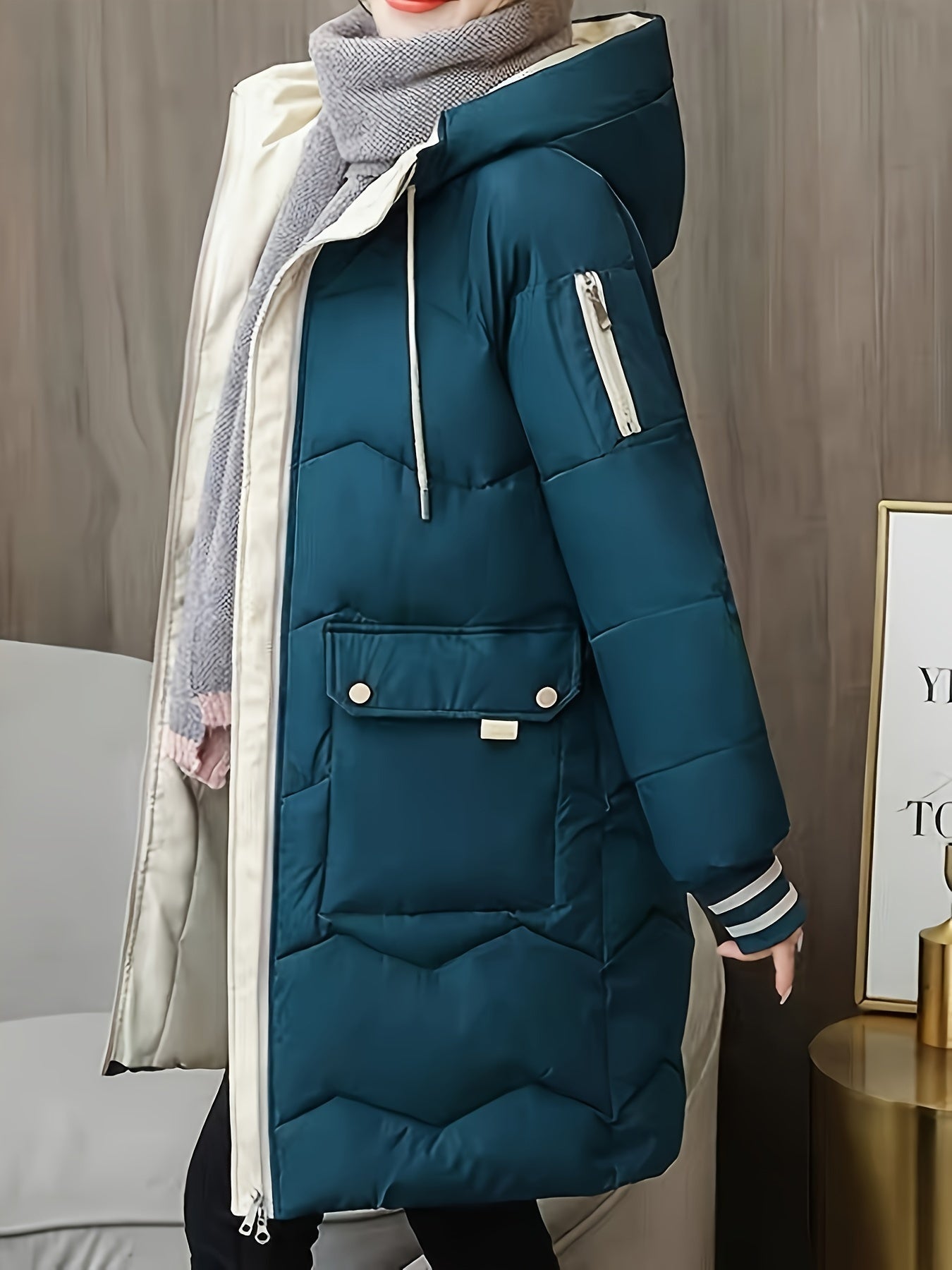Ciepła pikowana hoodie z zamkiem - Valencia-Czerwony-S-Trend Polska