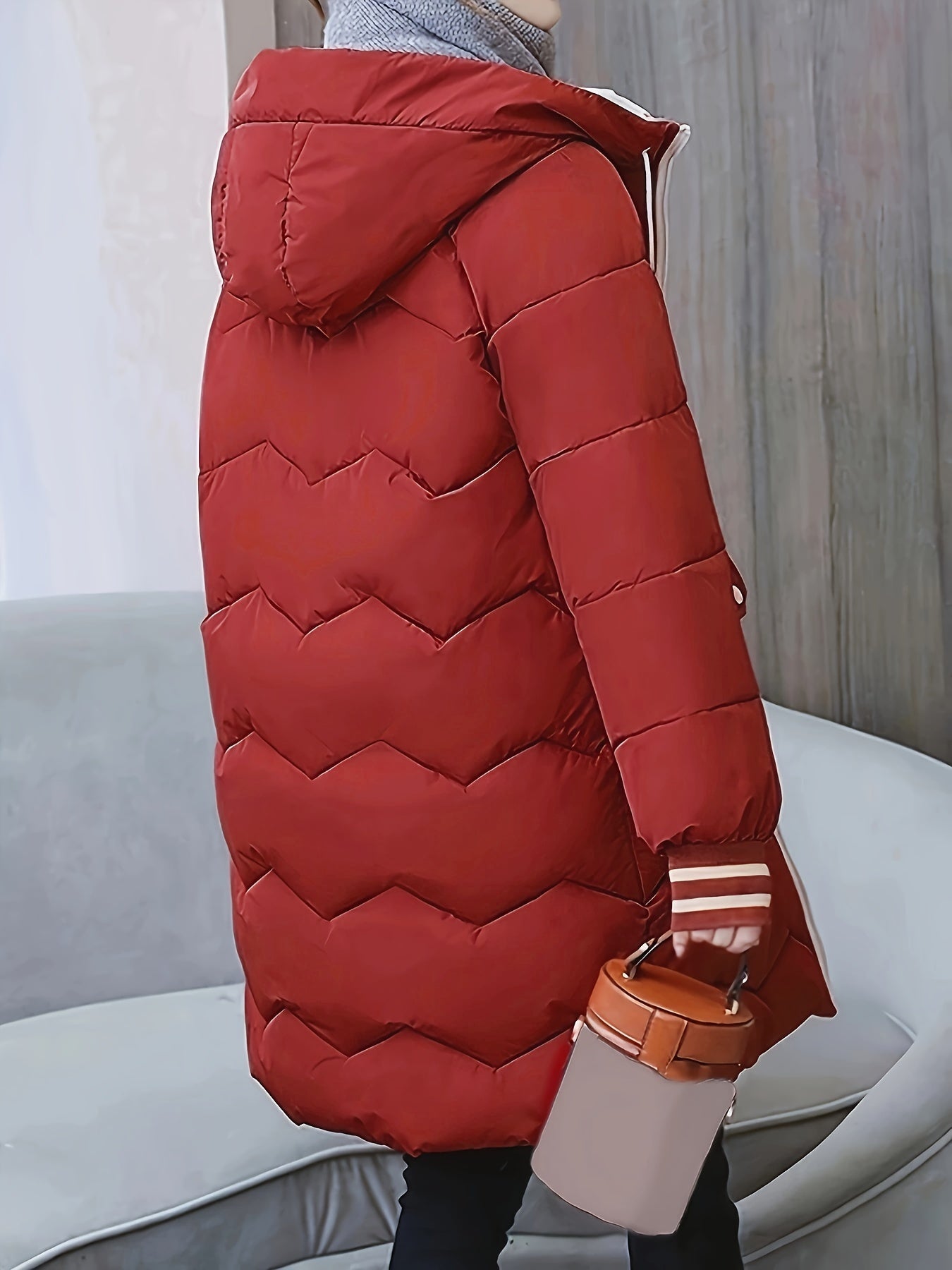 Ciepła pikowana hoodie z zamkiem - Valencia-Czerwony-S-Trend Polska