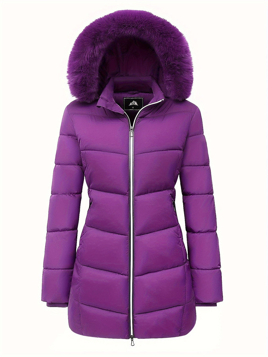 Ciepła puchowa kurtka z stylowymi detalami - Evelyne-Fioletowy-S-Trend Polska