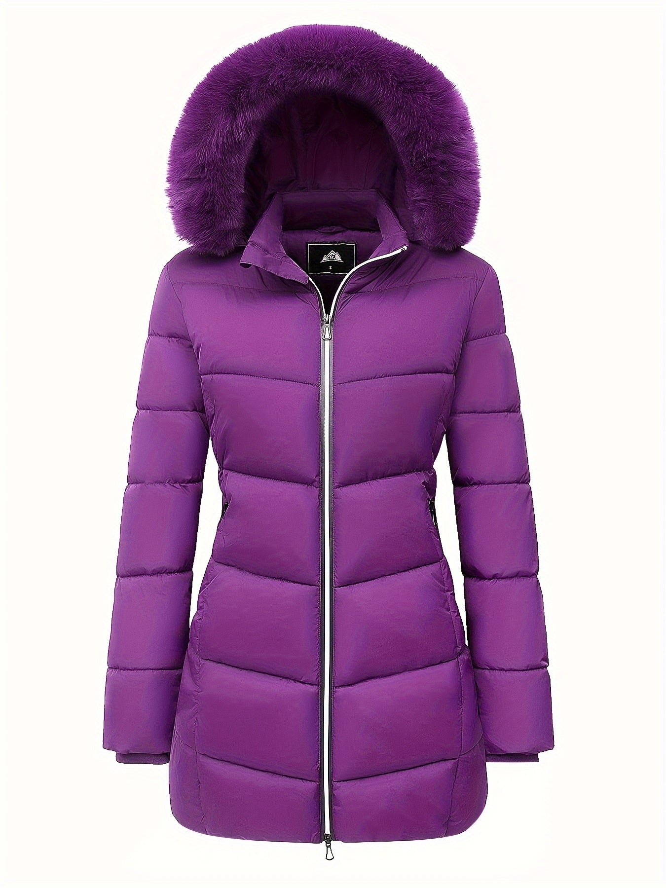 Ciepła puchowa kurtka z stylowymi detalami - Evelyne-Fioletowy-S-Trend Polska