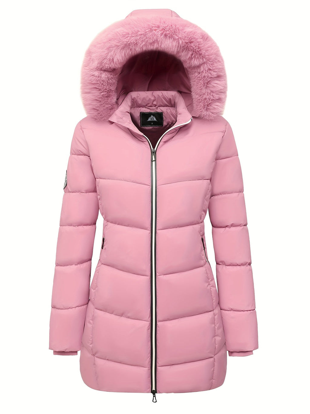 Ciepła puchowa kurtka z stylowymi detalami - Evelyne-Różowy-S-Trend Polska