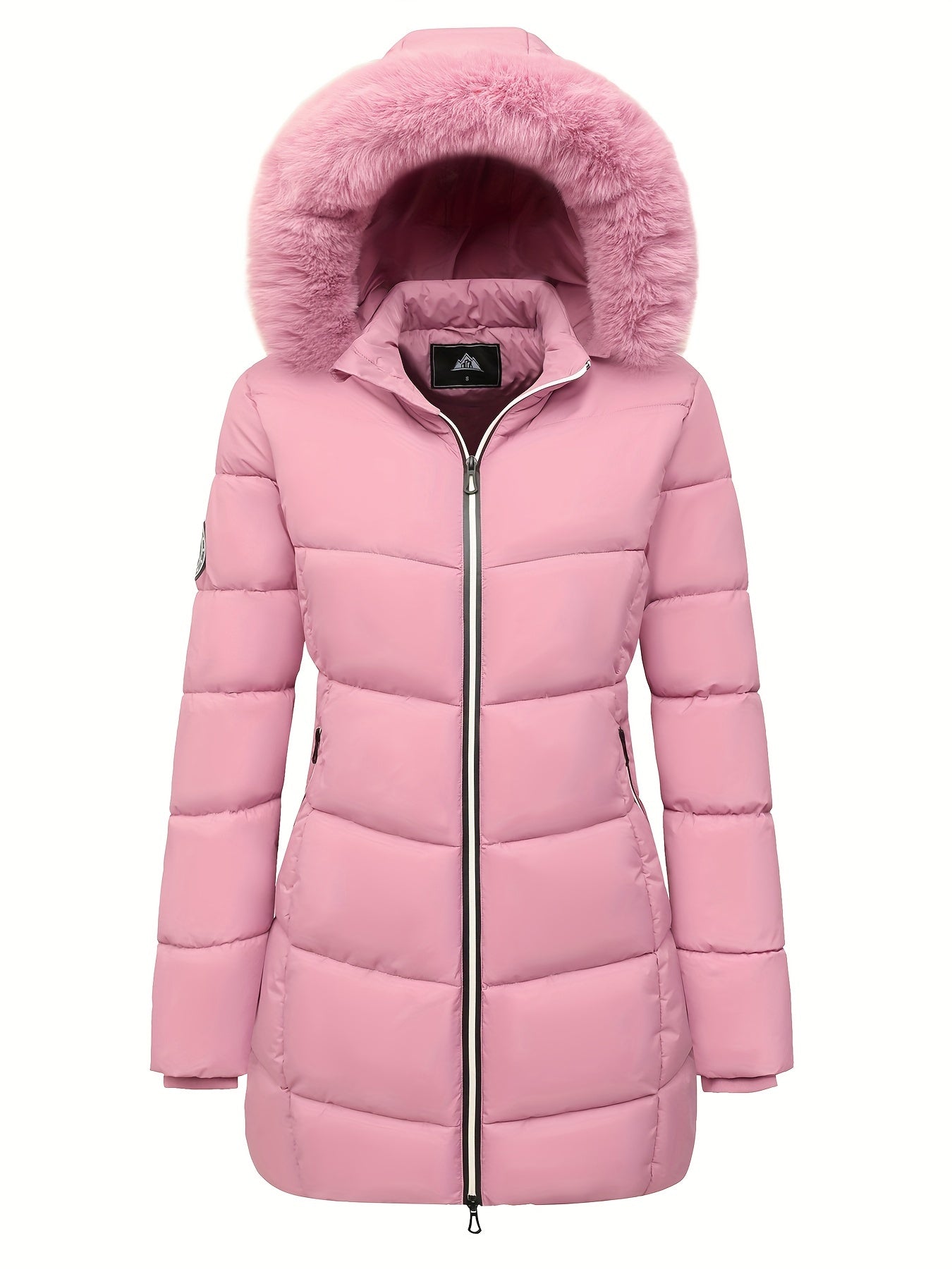 Ciepła puchowa kurtka z stylowymi detalami - Evelyne-Różowy-S-Trend Polska