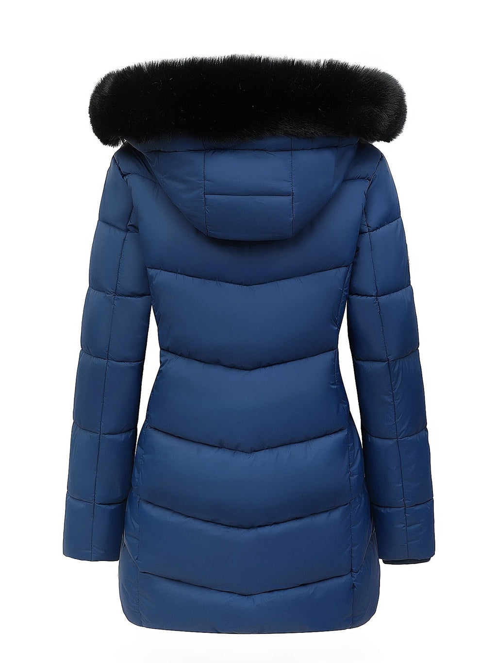 Ciepła puchowa kurtka z stylowymi detalami - Evelyne-ciemnoniebieski-S-Trend Polska