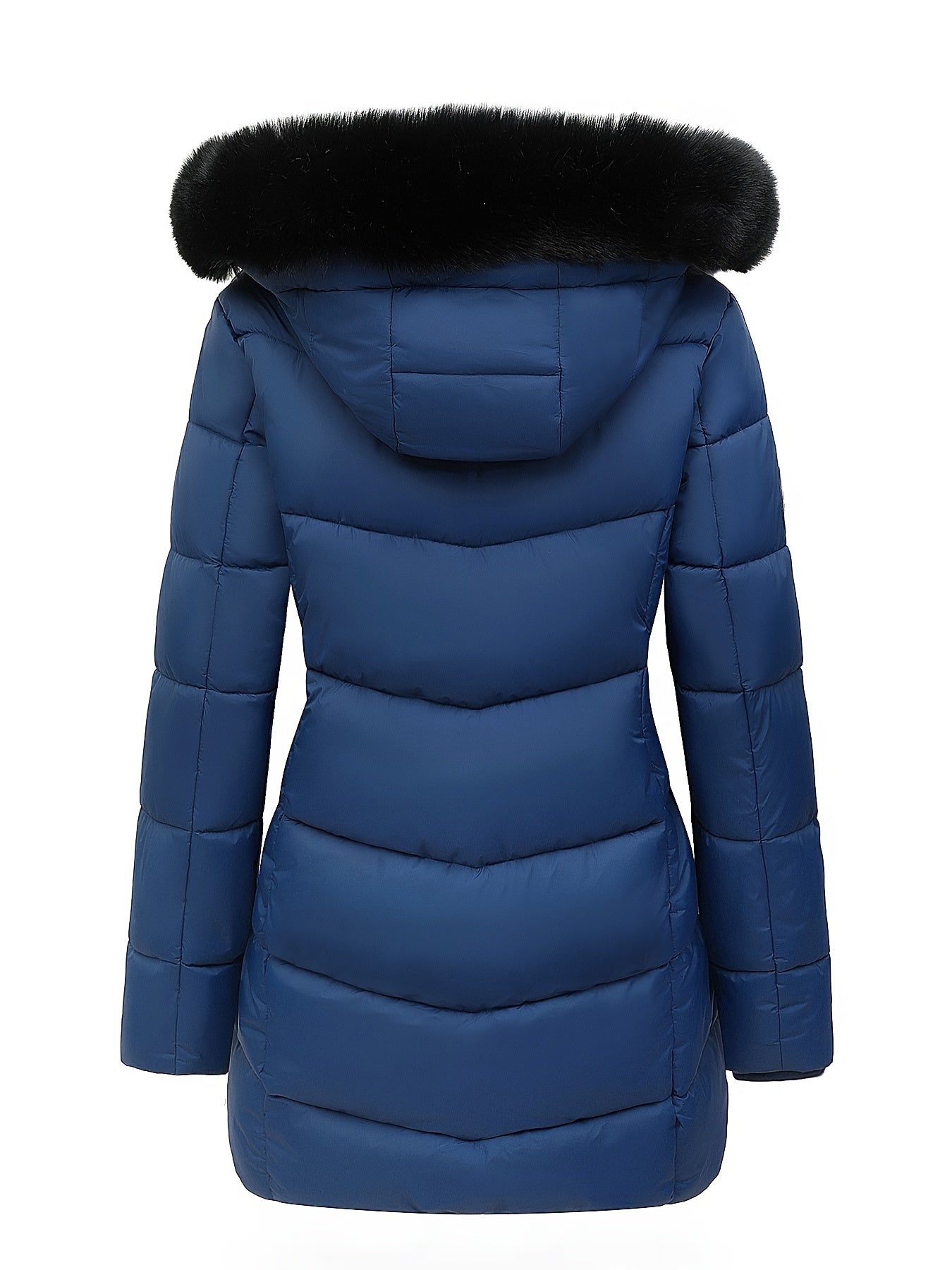 Ciepła puchowa kurtka z stylowymi detalami - Evelyne-ciemnoniebieski-S-Trend Polska