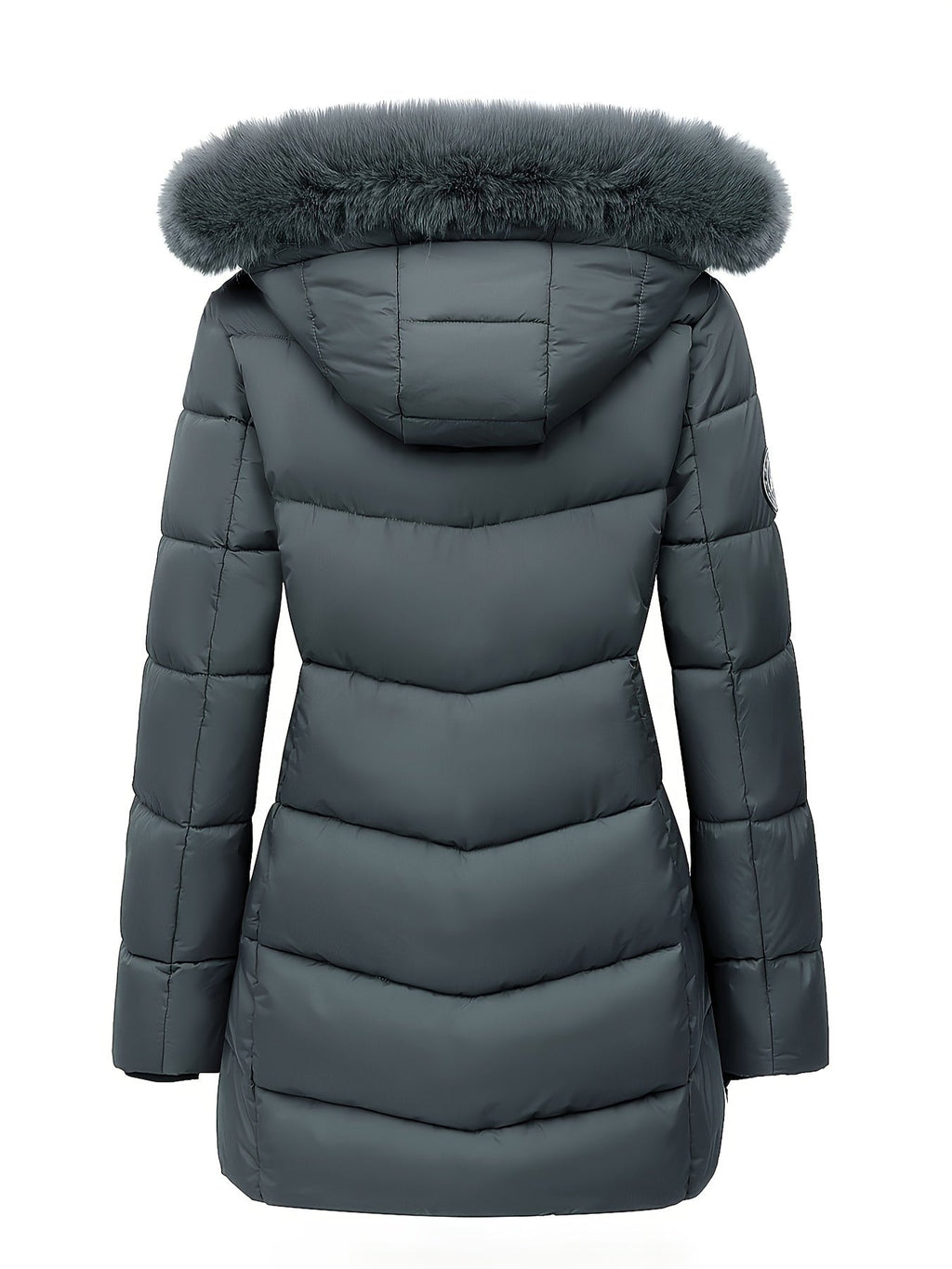 Ciepła puchowa kurtka z stylowymi detalami - Evelyne-ciemnoniebieski-S-Trend Polska