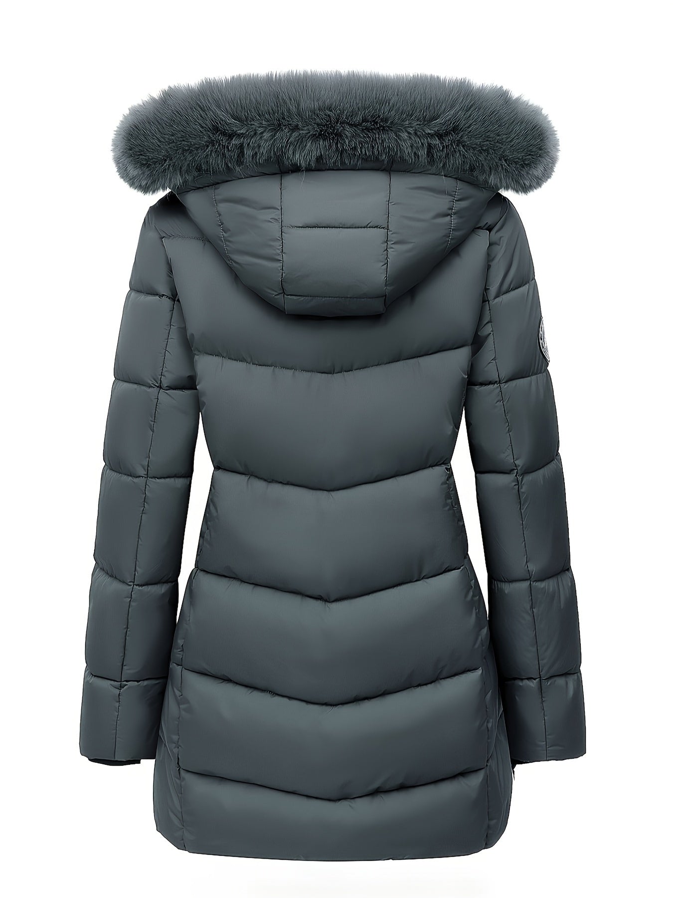 Ciepła puchowa kurtka z stylowymi detalami - Evelyne-ciemnoniebieski-S-Trend Polska