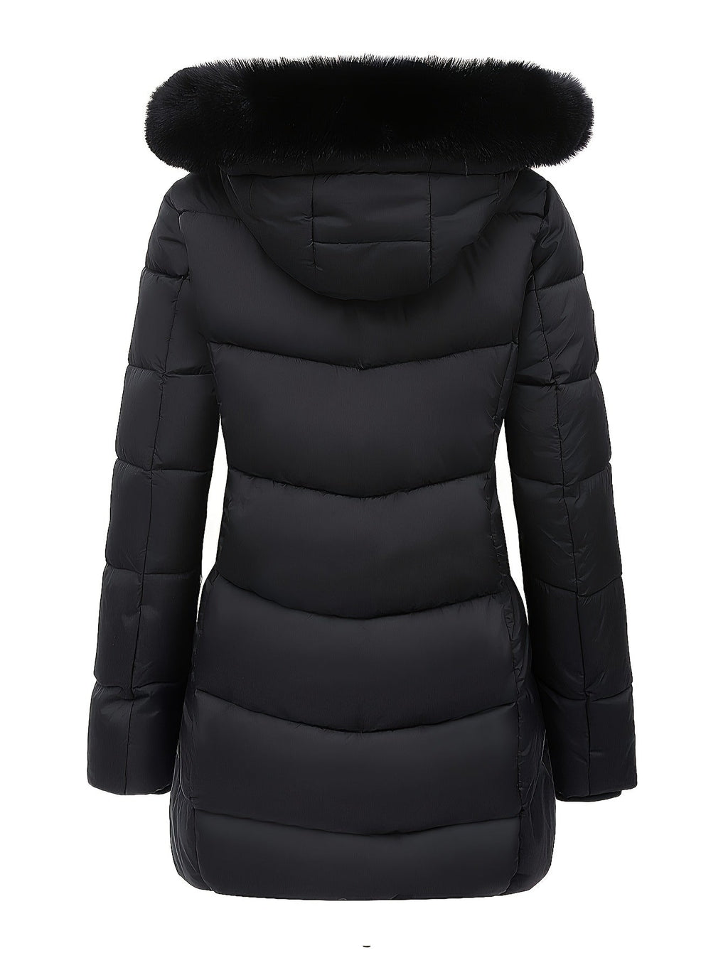 Ciepła puchowa kurtka z stylowymi detalami - Evelyne-ciemnoniebieski-S-Trend Polska