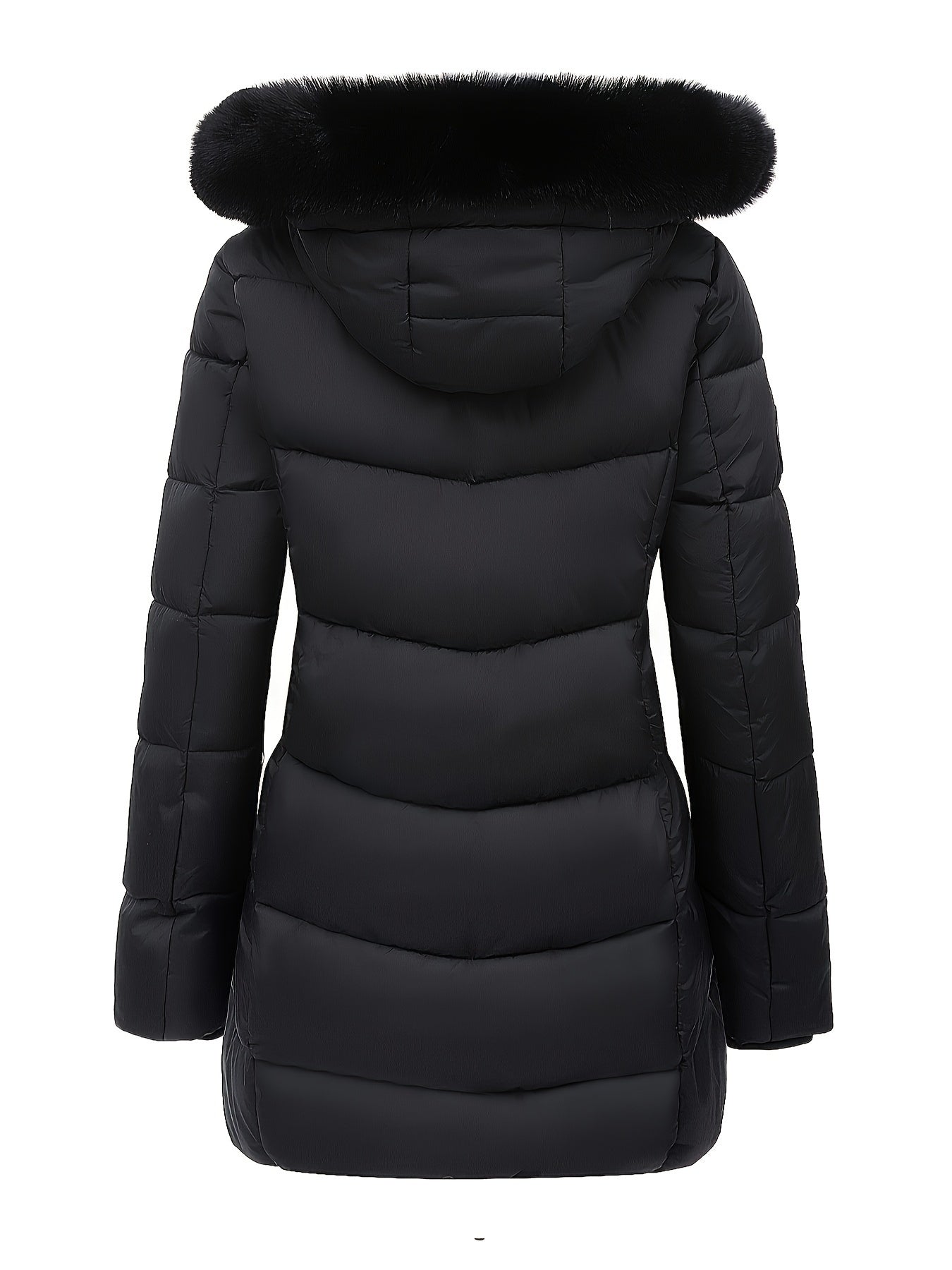 Ciepła puchowa kurtka z stylowymi detalami - Evelyne-ciemnoniebieski-S-Trend Polska