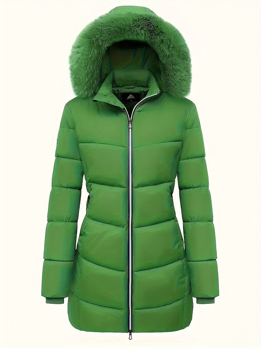 Ciepła puchowa kurtka z stylowymi detalami - Evelyne-Zielony-S-Trend Polska